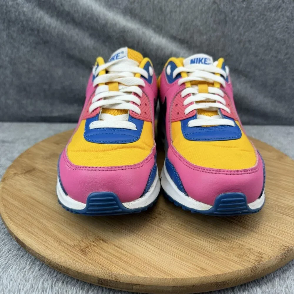 Nike Air Max 90 Shoes Boys Size 7Y Yellow Pink Blue Casual Sneakers CD6864-700